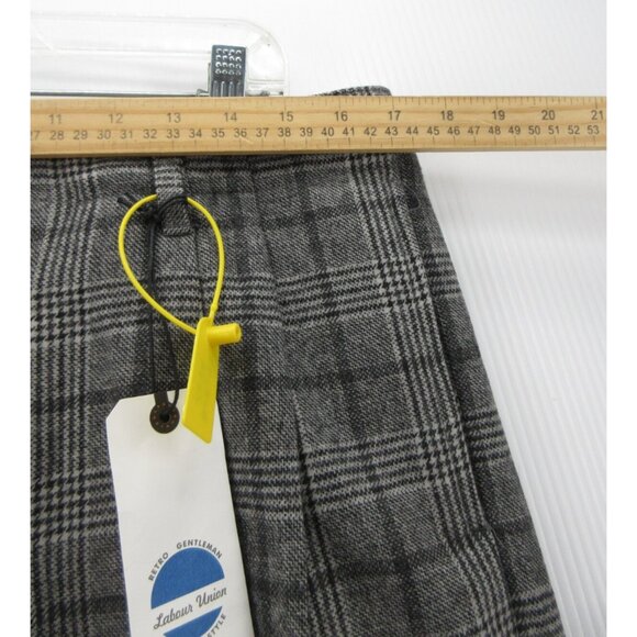 Labour Union Pants 34 Wool Trousers Plaid Pleated Button Fly 34X29 NEW - Picture 5 of 13